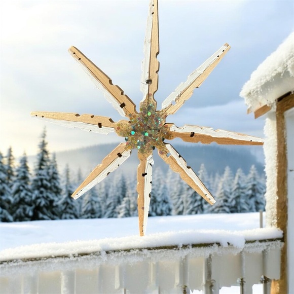 Handcrafted Driftwood Snowflake Mobile - Picture 5 of 5